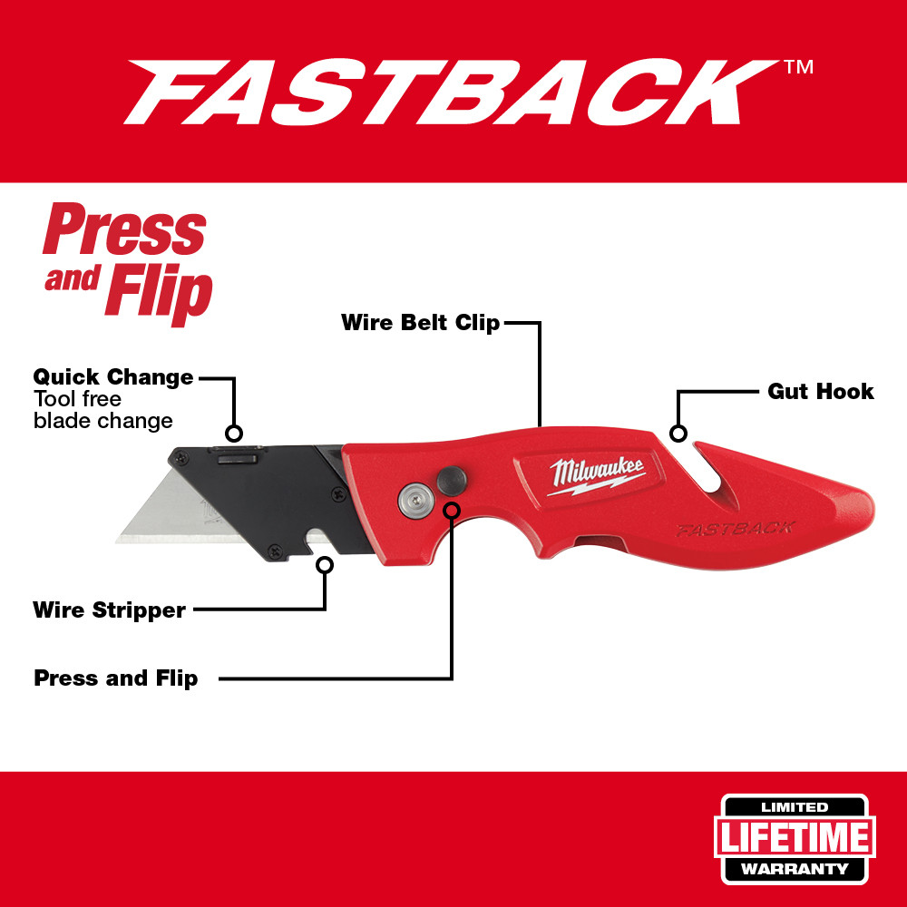 Milwaukee FASTBACK Flip Utility Knife from GME Supply